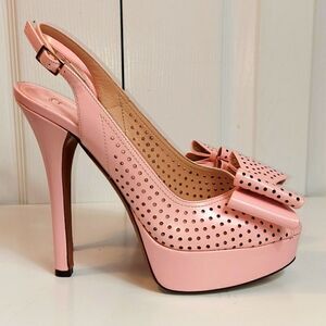 Palter Deliso Pink Platform Slingback Heels Sz 37